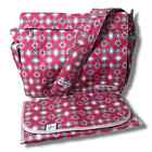 Ju Ju Be NWOT Messenger Diaper Bag Fuschia Pink Pinwheels Gray