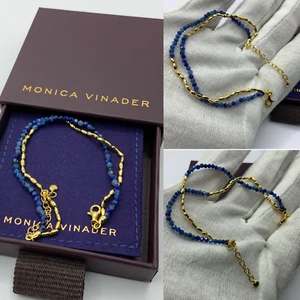 MONICA VINADER Mini Nugget, Edelstein Perlen Armband 18KGold Vermeil + Kyanit UVP 138€ - Bild 1 von 15