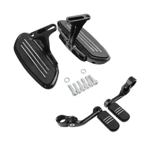 Black Passenger Floorboard Highway Footpeg Fit For Harley Street Glide 93-23 - Foto 1 di 12