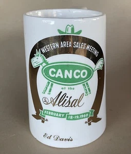 ALISAL RANCH Coffee MUG Gold HORSESHOE Vintage CANCO Western Sales Meeting 1960 - Picture 1 of 5