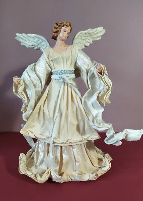 ANGELOT, Tête et mains porcelaine, corps tissus rigide, style baroque - Photo 1/4