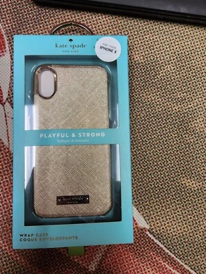 KATE SPADE NEW YORK Saffiano Gold Wrap Case for iPhone X & iPhone XS- Gold - Image 1 of 2