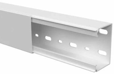 PROTEC.CLASS KABELKANAL 2m Kabelkanal PVC Weiß, Kabelleiste verschiedene Größen Deckel gelocht 1Stk = 2M