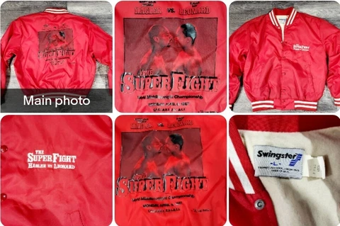 VINTAGE ORIGINAL 1987 Boxing SUPER FIGHT MARVIN HAGLER SUGAR RAY LEONARD JACKET Cover