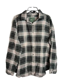 Woolrich Womans Shirt 2XLBlack and White Charcoal Plaid Long Sleeve Pre-owned  - Picture 1 of 3