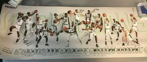 2016-17 Michigan State Spartans SIGNED AUTO mens basketball schedule poster MSU! Cover