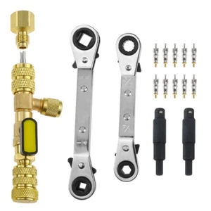 Valve Core Remover Installer Tool & HVAC Service Wrench with Hex Bit Adapter Kit - Picture 1 of 7
