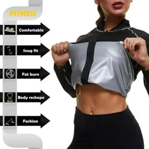Sauna Suit for Women Weight Loss Sleeves Sweat Shaper Workout Fajas Girdle Tops - Picture 1 of 18