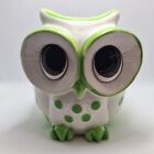 Vintage Relpo Owl Planter 2124 Ceramic Figurine Big Eyes White Green Sponge Dish