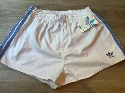 Pantalones Cortos de Correr Deportivos Adidas Años 80 De Colección Hechos en EE. UU. NUEVO STOCK ANTIGUO Pequeñas Manchas Foto 1 de 4