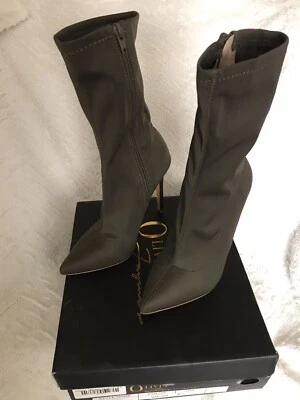 NUEVO en CAJA Botín Olivia Jaymes Verde Lycra Mujer ~ Talla 5 1/2. Foto 1 de 4