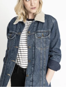 Lee Duster denim jacket ladies sherpa 'Dark stone'.  FACTORY SECONDS        L216 - Picture 1 of 7