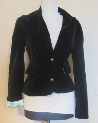 Guess Jeans Black Velvet Blazer Women's Small Machine Washable  Lined ~ NICE - Image 1 of 4