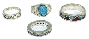 23.13 GRAMS FOUR ASSORTED STERLING SILVER RINGS CLOSEOUT ASJC22 - Picture 1 of 1