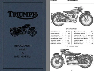 Triumph Replacement Parts for 1950 Models Thunderbird, 3T De Luxe, Speed Twin, T - Picture 1 of 1