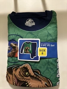 Jurassic Park Pajamas Boys Medium Size 8 Warm Dinosaur Fleece PJ Set Kids - Picture 1 of 2