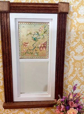 Blue Bird Dollhouse Miniature Victorian Style Stained Glass Window film - Image 1 of 4