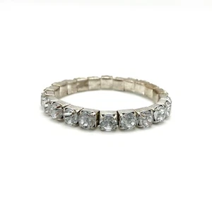 Pulsera de tenis elástica tono plata con estrás de cristal para mujer - Imagen 1 de 6