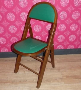 1 silla plegable vintage madera cuero sintético VERDE bonita cómoda y práctica años 70 - Imagen 1 de 10