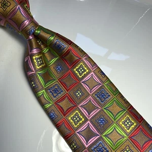 NWT IMANI UOMO MULTI COLOR GEOMETRIC STYLE PRINT SILK TOUCH NECK TIE & HANKY - Picture 1 of 4