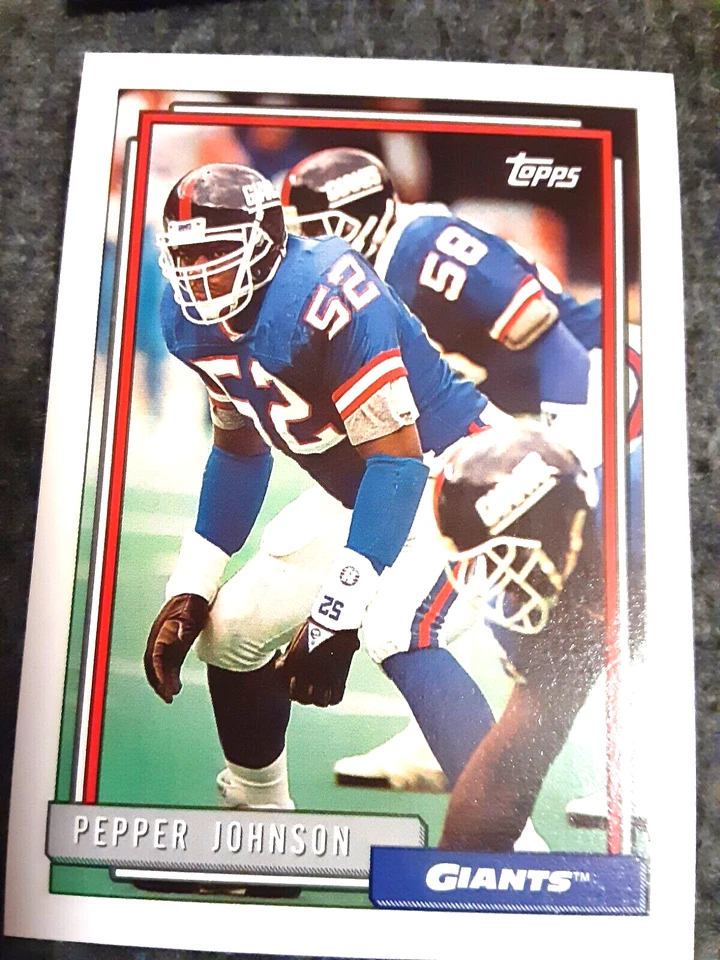 1992 Topps #127 Pepper Johnson NEW YORK Giants FREE SHIPPING MVP HOF NFL LEGEND - Image 1 of 1