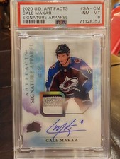 2020-21 UD Artifacts CALE MAKAR #36/36 GAME USED ON CARD AUTO POP 1 NONE HIGHER