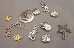 Silber- und Goldton Natur Charms für Schmuckherstellung & Basteln unbenutzt - Bild 1 von 3