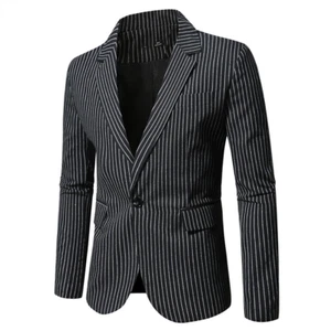 Men Formal Work Blazer Jacket Business Casual Button Slim Fit Suit Coat Tops - Picture 1 of 9