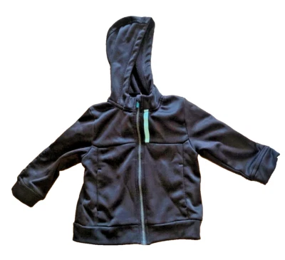 Sudadera con capucha para niños pequeños Athletic Works 18M negra y turquesa cremallera frontal 2 bolsillos Foto 1 de 2