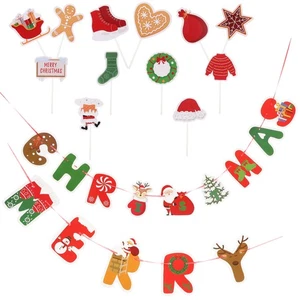 Juego de Banderas de Navidad Decoraciones Colgantes Banners de Vacaciones para Interior - Imagen 1 de 12