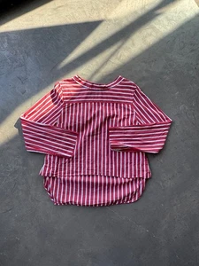 J.Crew Damen rot Baumwolle gestreift Popover Trichterausschnitt Langarm Bluse Gr. 14 - Bild 1 von 5