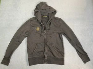 Harley Davidson Mujer’s Mediana Cremallera Completa Tachonada Sudadera con Capucha Suéter Chaqueta Negro Moto - Imagen 1 de 15