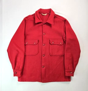 Boy Scouts Vintage Red Wool Button Up Shirt Jacket Mens Size 38 Medium M - Picture 1 of 8