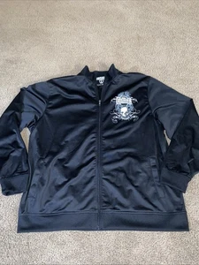 MMA ELITE Y2K Full Zip Black Track Jacket Mens Size XL Skull Graphic Strength - Picture 1 of 10