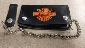New 6 In. Black Harley Davidson Wallet W/ Chain Money Change Holder - Bild 1 von 6