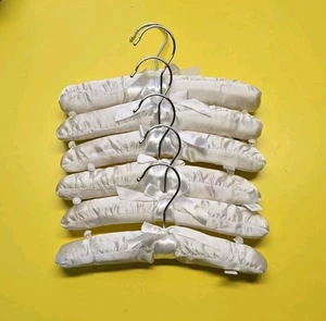 Satin Padded Kids Clothing Hangers Ivory/Off White ~ 10” Lot Of 6 - Picture 1 of 1