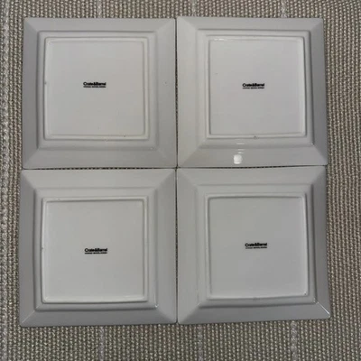 Crate & Barrel Appetizer Plates SNOW DEER lot 4 pcs 6 1/8" Square Bangladesh - Image 1 of 4