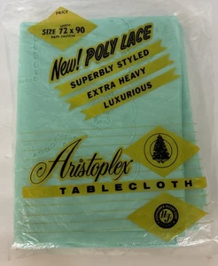 Aristoplex Vinyl Surface Tablecloth Aqua Color 72” x 90” Vintage New Open Pack - Picture 1 of 6