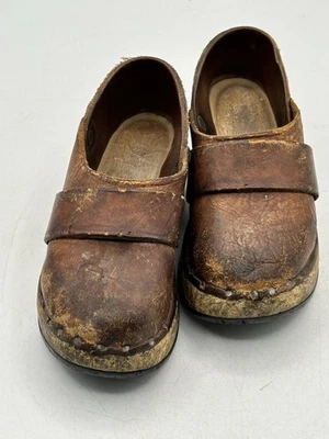 Vintage Danco Wooden Sole Leather Upper Clogs Child Size Needs Reconditioning - Image 1 of 4