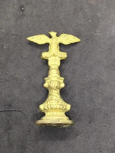 Antike vergoldete Bronze Militär Reichsadler königliches Wachssiegel Wappen Stempel Chiffre - Bild 1 von 9