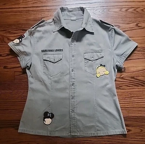 Harajuku Lovers Canvas Shirt 2-seitig Mädchen Patches Med Gwen Stefani Y2K makellos  - Bild 1 von 19