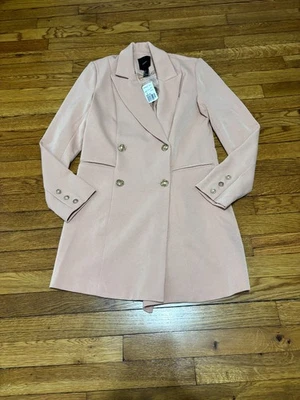 Abrigo de vestir Forever 21 para mujer talla pequeña rosa rubor elástico doble pecho nuevo con etiquetas Foto 1 de 4