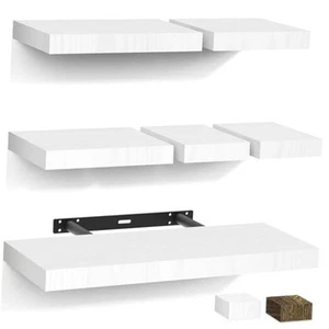 Floating Shelves White for Wall Set of 6, Wood White Hanging Corner Shelf, - Picture 1 of 7