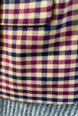 Chaqueta Blazer Abrigo Merona Mujer Cuadros Azul Tostado Borgoña Un Botón Preppy 18 Foto 1 de 4