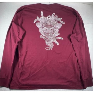 Crooks Castles Shirt Men's XXL Red Burgundy White Graphic On Back Long Sleeve - Picture 1 of 5