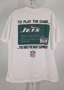 Vintage 90s Y2K New York Jets Credit Card Graphic T Shirt NFL Football XL - Picture 1 of 5
