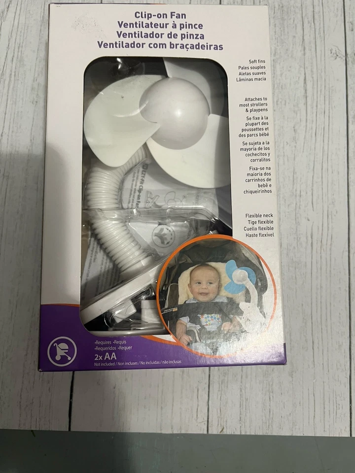 Ventilador con clip Dreambaby para la mayoría de los cochecitos aspas de ventilador suaves cuello ajustable - ¡NUEVO!! Foto 1 de 3