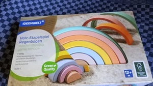 Regenbogen Turm Holzspielzeug für Kinder - Stapel, Kreis, Baby Bildung, Motorik - Bild 1 von 2