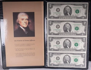 World Reserve 2003 $2 United States Currency Uncut Sheet 4 Notes UNC - Picture 1 of 4