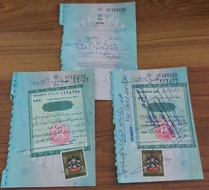 UAE VISA WITH 2 x 20 DIRHAMS REVENUE STAMPS & KSA UMRA VISA ON PAKISTAN DOCUMENT - Picture 1 of 1